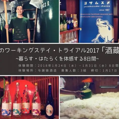 【 酒蔵編】世界を目指す小さな酒蔵で、本物の酒造りを学ぶ（よさのワーキングステイ・トライアル2017）
