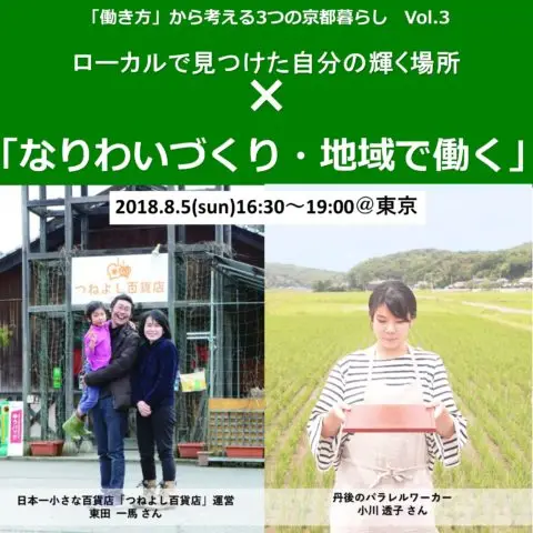 [セミナー]「なりわいづくり・地域で働く」という選択〜「働き方」から考える3つの京都暮らし③〜