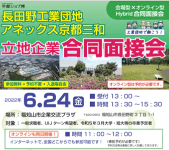 京都ジョブ博「長田野工業団地・アネックス京都三和 立地企業合同面接会」